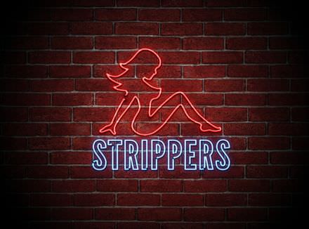 neon tekst met strippers